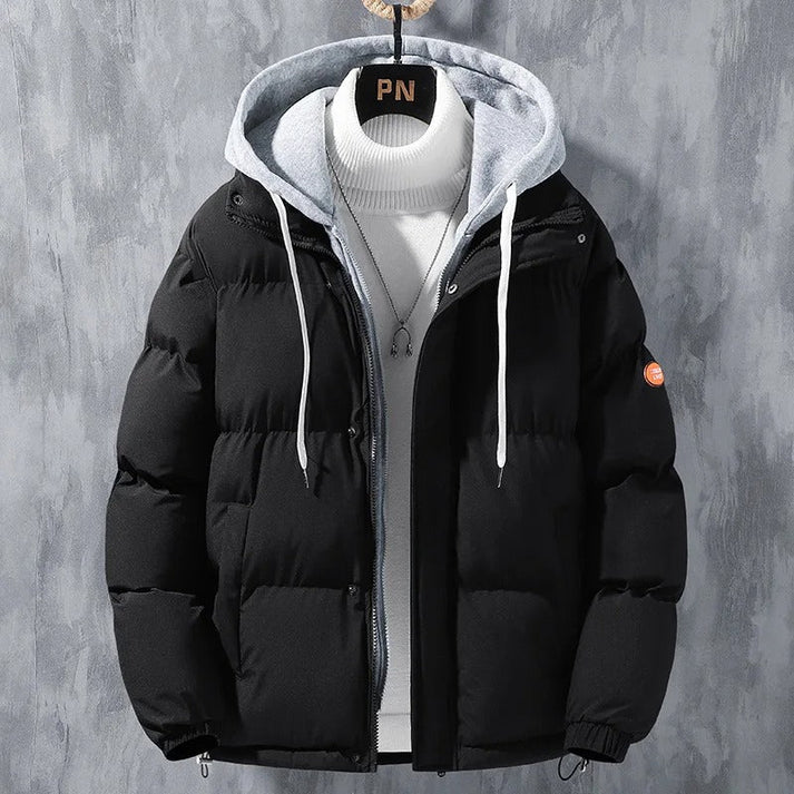 Veste Hiver Élégante avec Capuche et Fermeture Éclair pour Homme - LuxeStyle