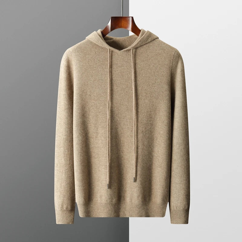 Pull à Capuche Chaud en Laine pour Homme