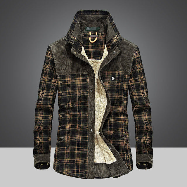 Manteau Hiver Homme Chic - Veste Carreaux Élégant avec Col Montant