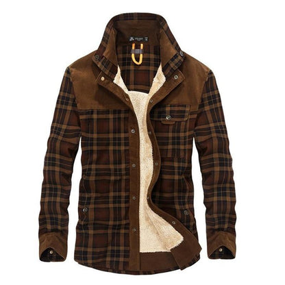 Manteau Hiver Homme Chic - Veste Carreaux Élégant avec Col Montant