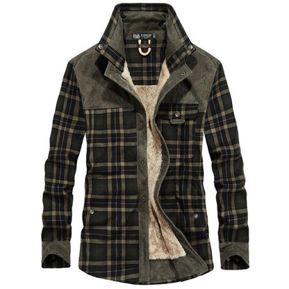 Manteau Hiver Homme Chic - Veste Carreaux Élégant avec Col Montant