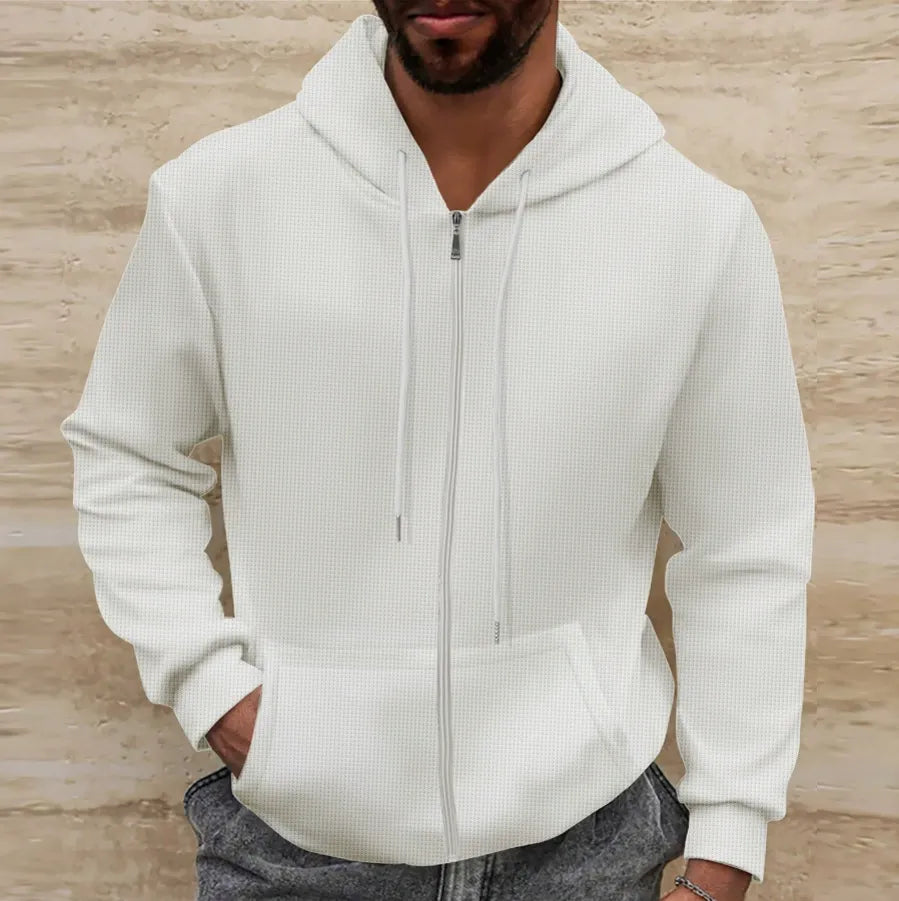 Sweat à Capuche Zippé Blanc pour Homme → Pull à Capuche Blanc Homme Hiver - LuxeStyle