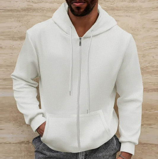 Sweat à Capuche Zippé Blanc pour Homme → Pull à Capuche Blanc Homme Hiver - LuxeStyle