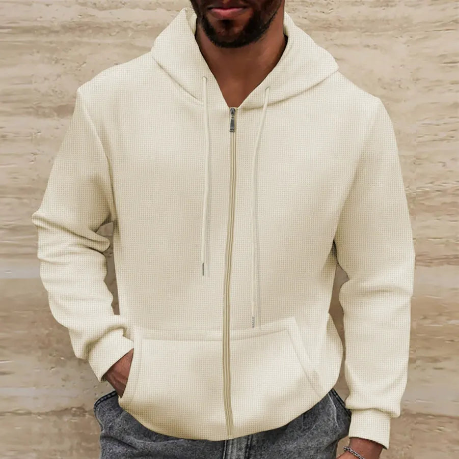 Sweat à Capuche Zippé Blanc pour Homme → Pull à Capuche Blanc Homme Hiver