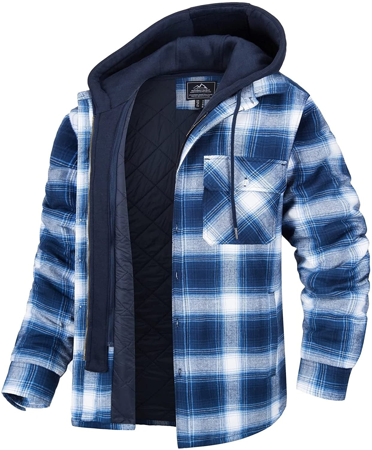 Veste en flanelle à capuche pour homme