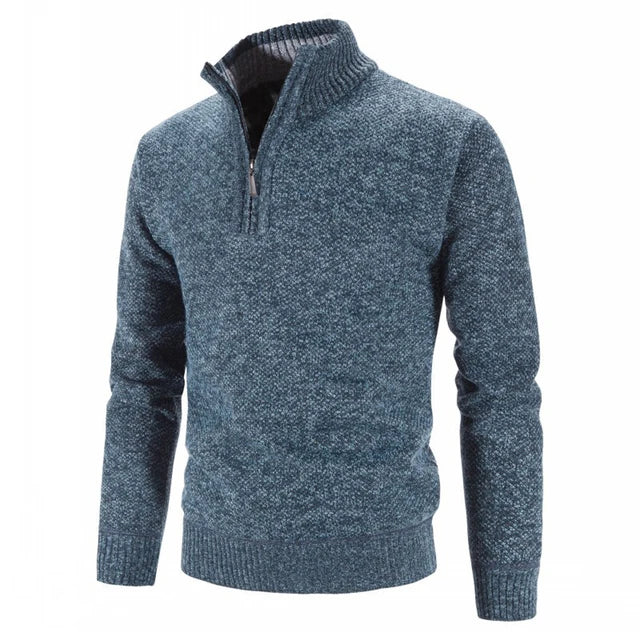 Pull Homme Laine Marine à Fermeture Éclair - LuxeStyle