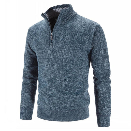 Pull Homme Laine Marine à Fermeture Éclair - LuxeStyle