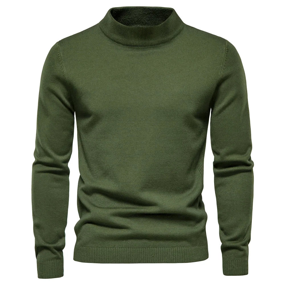 Pull Homme Laine Noire Col Roulé Classique