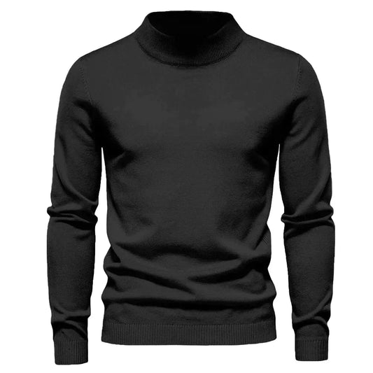 Pull Homme Laine Noire Col Roulé Classique - LuxeStyle