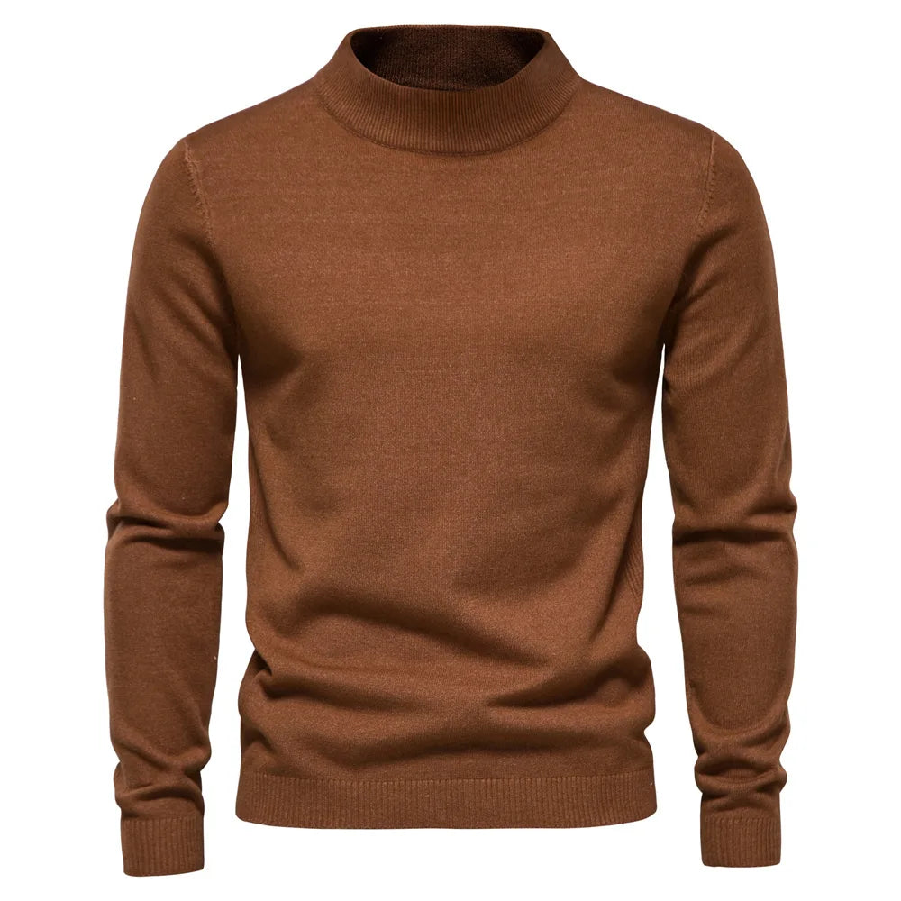 Pull Homme Laine Noire Col Roulé Classique