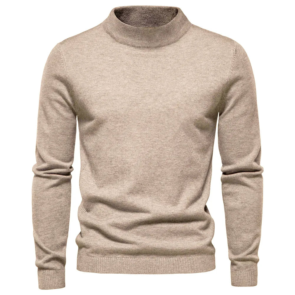 Pull Homme Laine Noire Col Roulé Classique