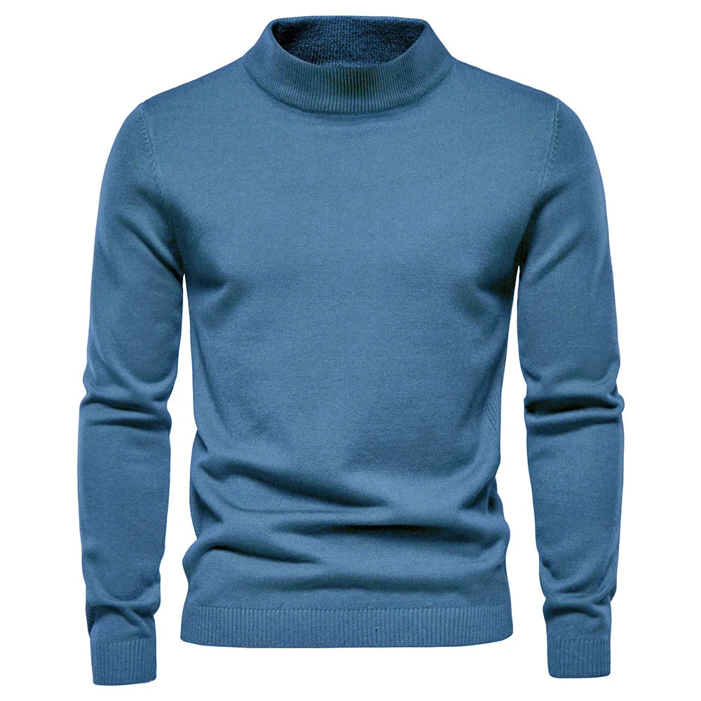 Pull Homme Laine Noire Col Roulé Classique