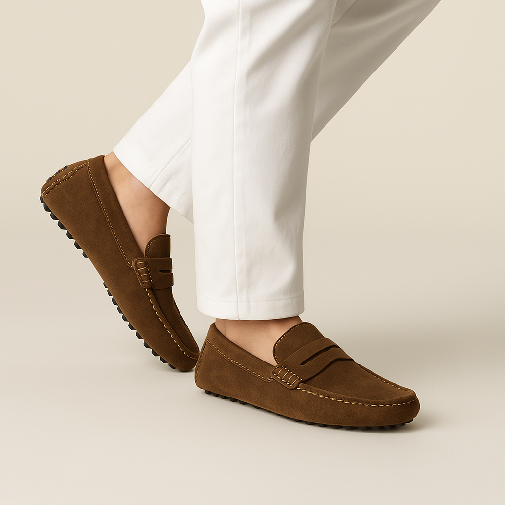 Mocassin cuir brun classique homme - LuxeStyle