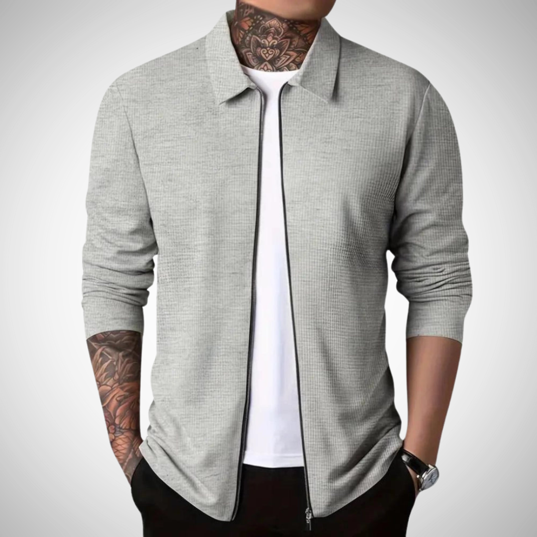 Veste zippée anthracite pour homme longue manche - LuxeStyle
