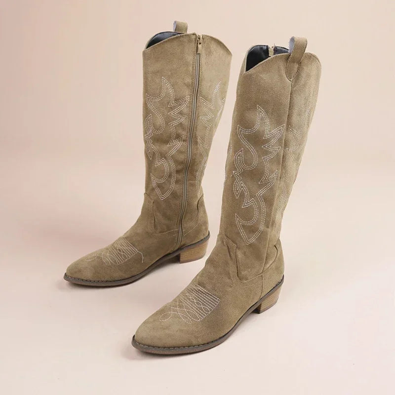 Bottes cowboy femme décontractées à broderies