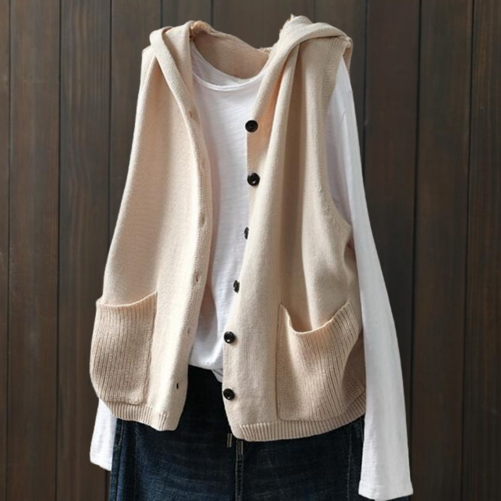 HEATHER - Gilet à Capuche Tricoté Polyvalent pour Femmes