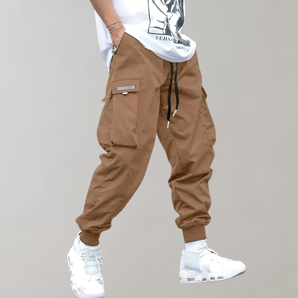 Pantalon Chasseur Brun Homme avec Poches Utilitaires - LuxeStyle