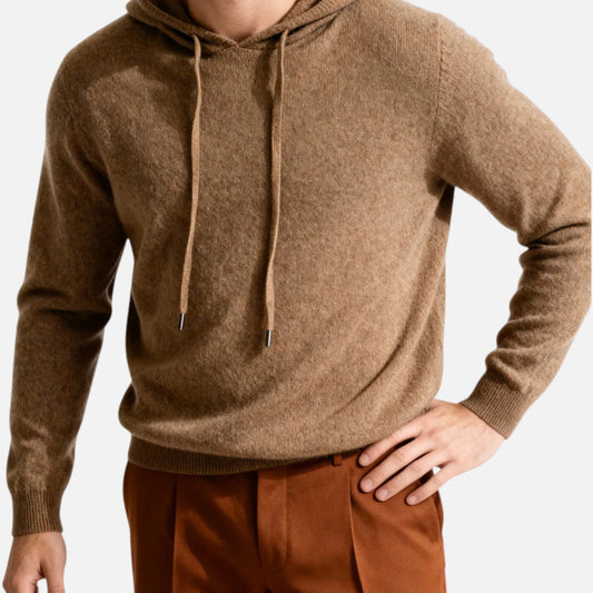 Pull en laine brun chaud pour hommes - LuxeStyle