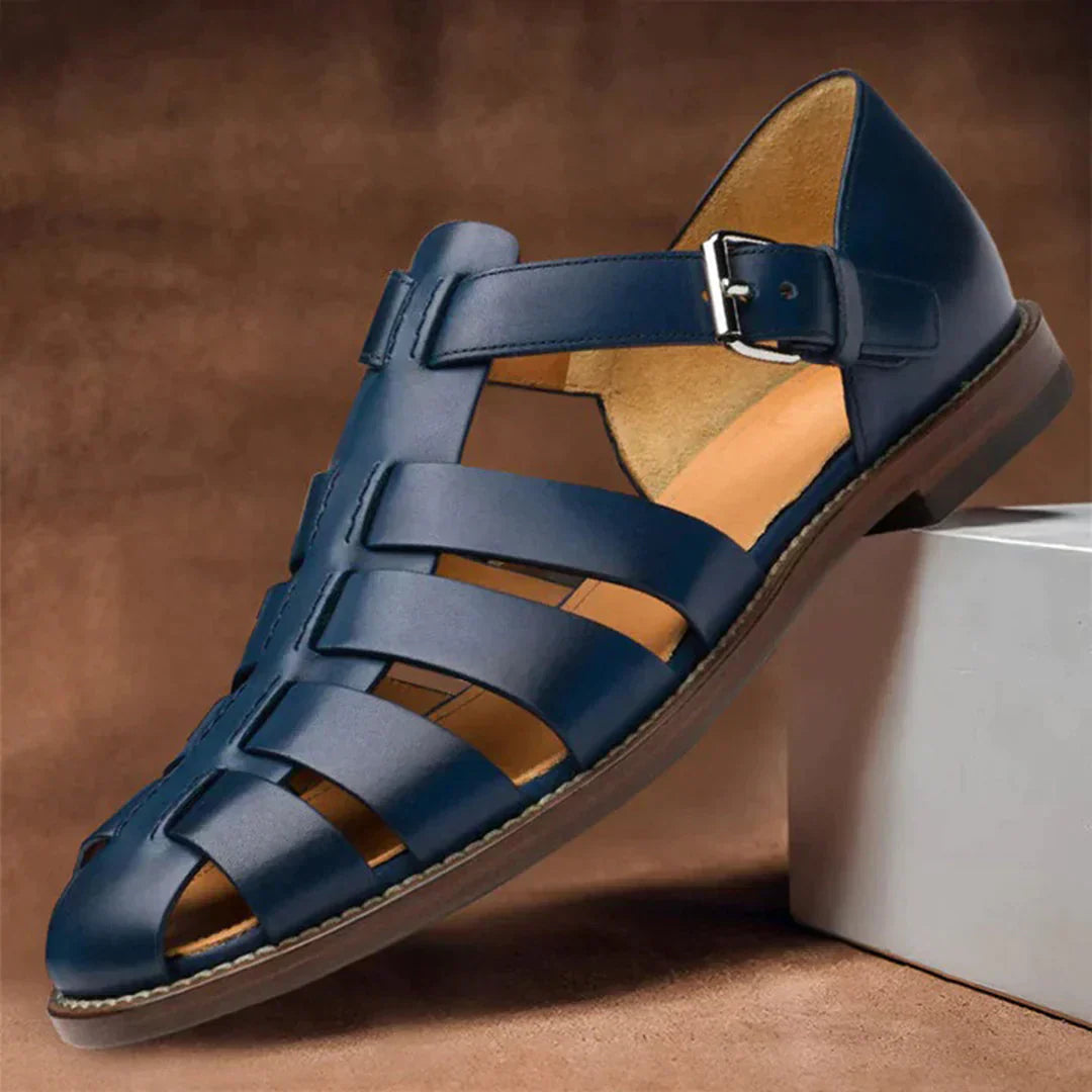 Sandale Cuir Classique Homme à Boucle Décorative
