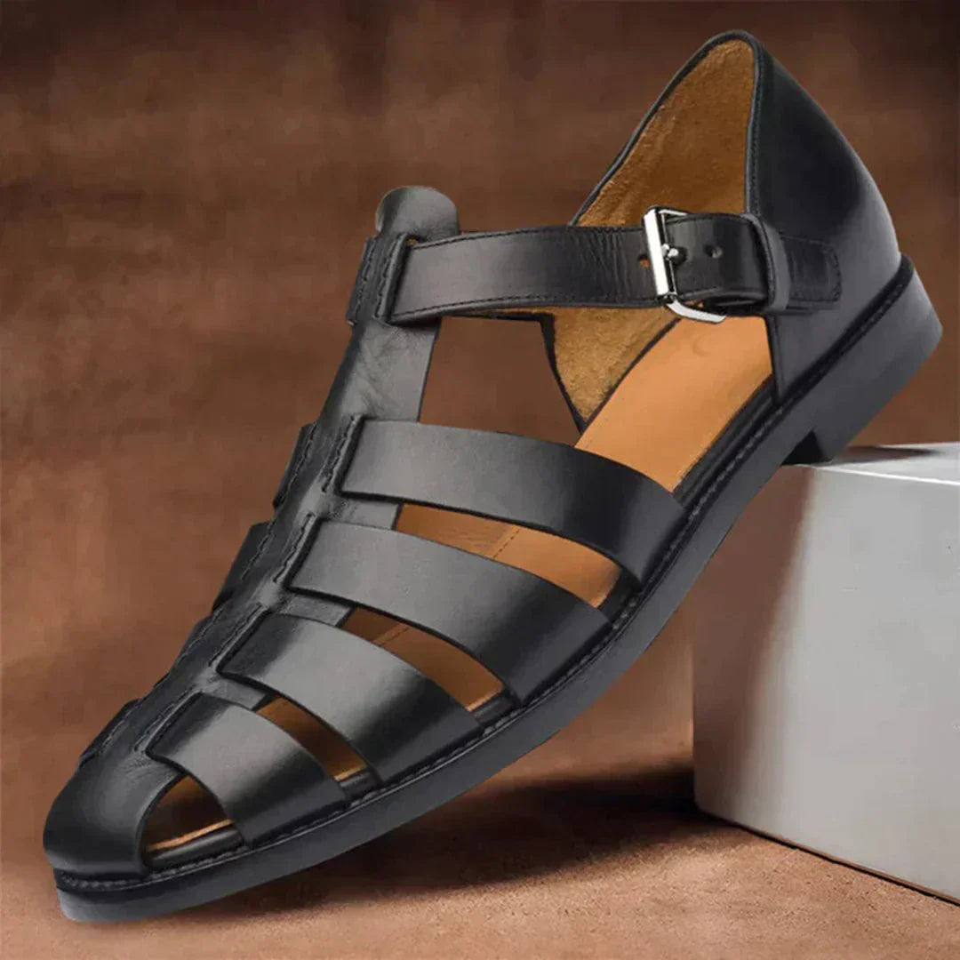 Sandale Cuir Classique Homme à Boucle Décorative - LuxeStyle