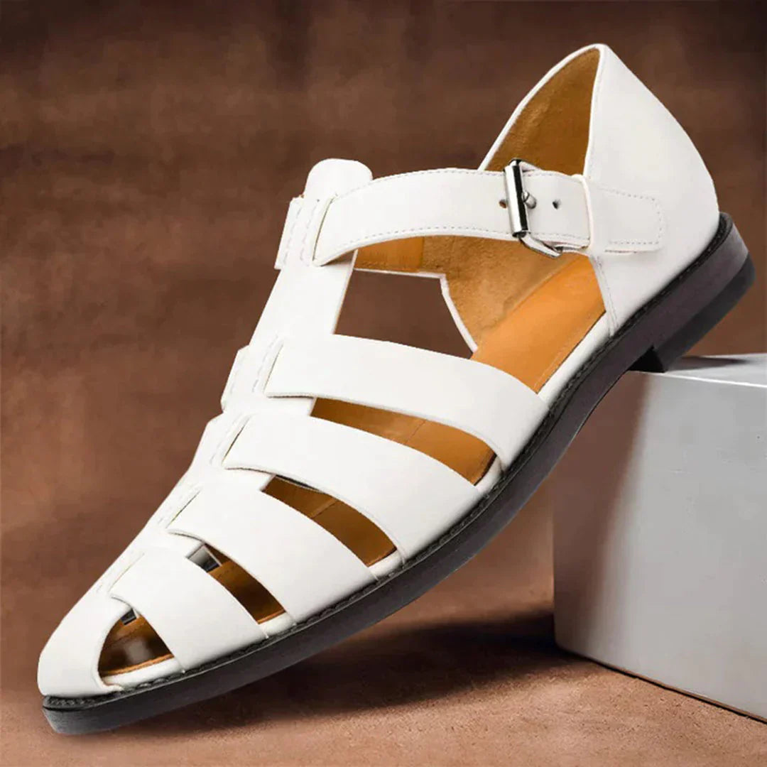 Sandale Cuir Classique Homme à Boucle Décorative