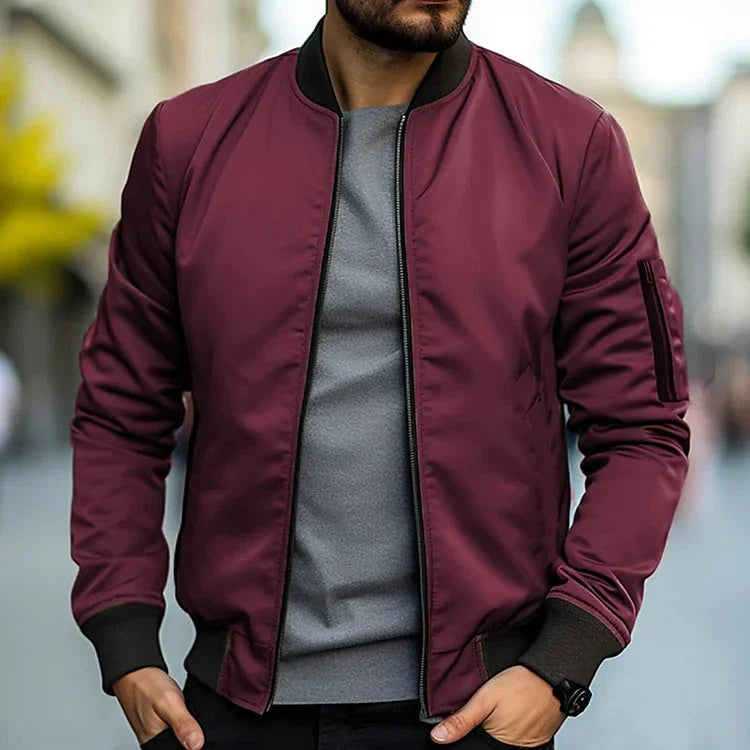 Veste Bomber Élégant Homme - Tissu Respirant avec Coupe Slim et Poches Utiles