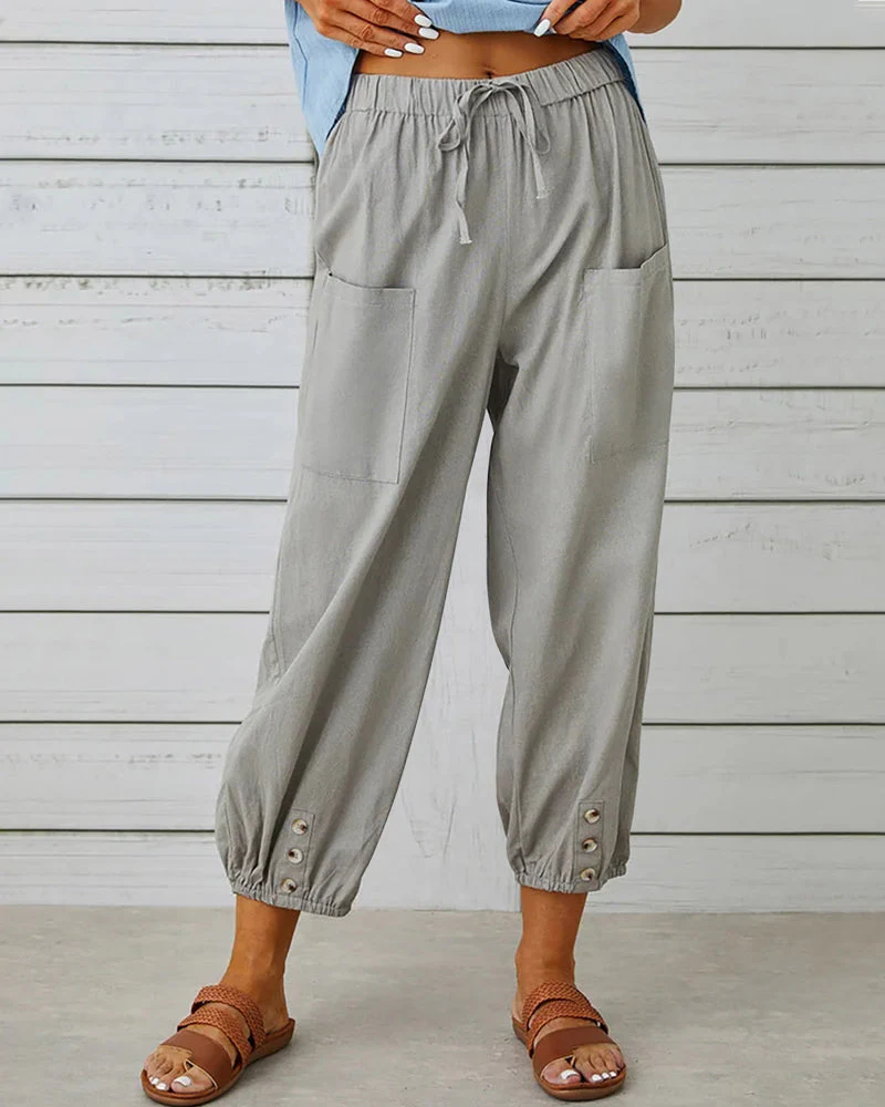 Pantalon femme détente marine à poches