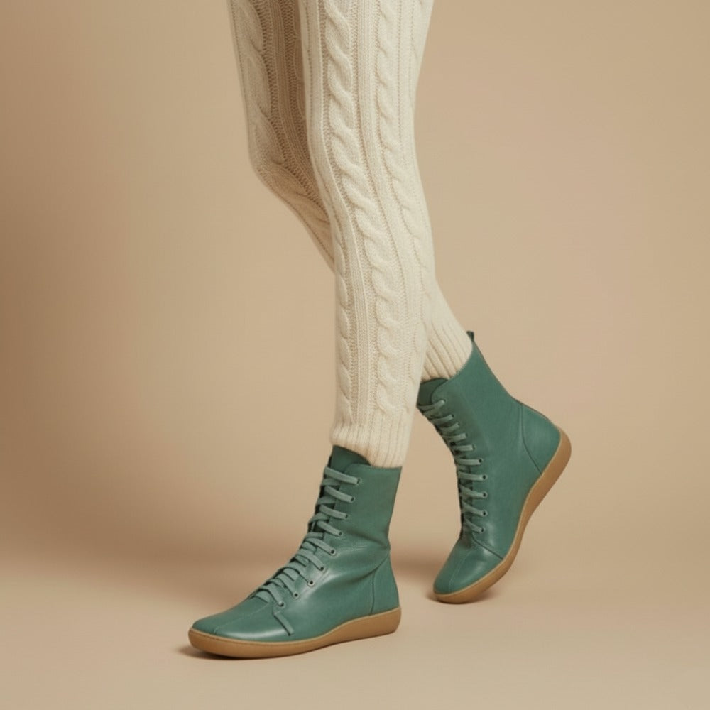 Bottes Femmes Chic Mi-Mollet - Chaussures Rétro Lacets Zippées
