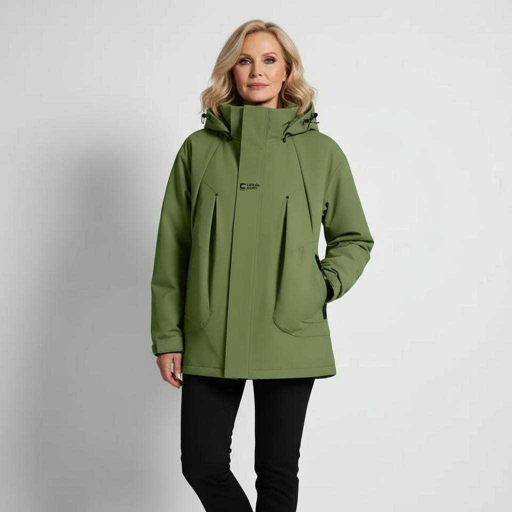 Veste de pluie féminine verte étanche