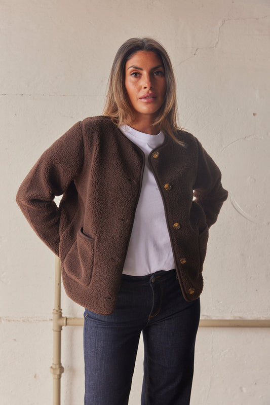 Veste Cuir Douce et Féminine Marron - LuxeStyle
