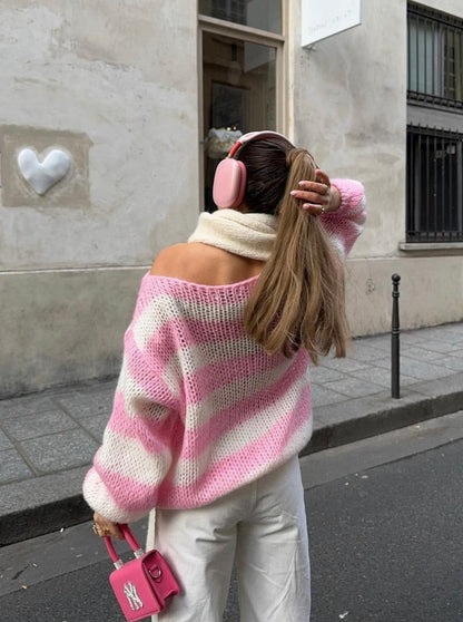 Pull à rayures décontracté pour femme