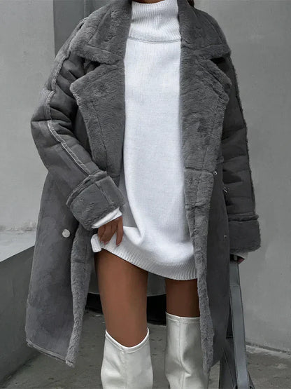 Manteau Femme Hiver Long à Fermeture Éclair avec Col Montant - LuxeStyle
