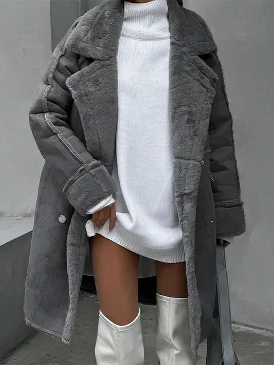 Manteau Femme Hiver Long à Fermeture Éclair avec Col Montant - LuxeStyle
