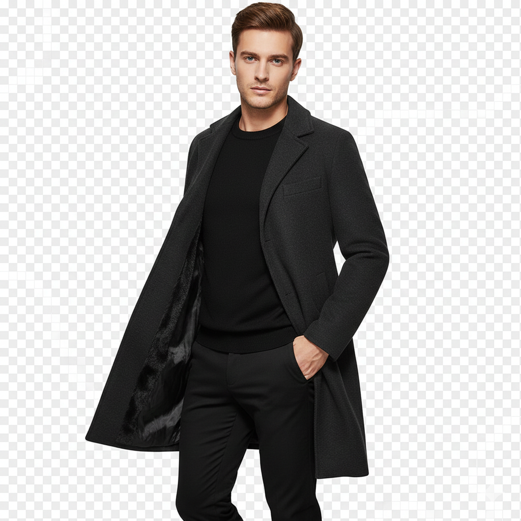 Manteau Homme Hivernal Long Élégant