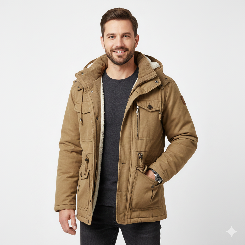 Parka Hiver Homme Veste à Capuche Parka Militaire Élégant
