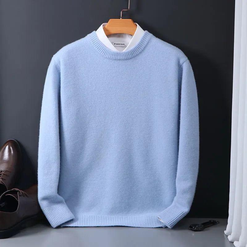 Pull Homme Rouge Col Rond en Laine Chaude