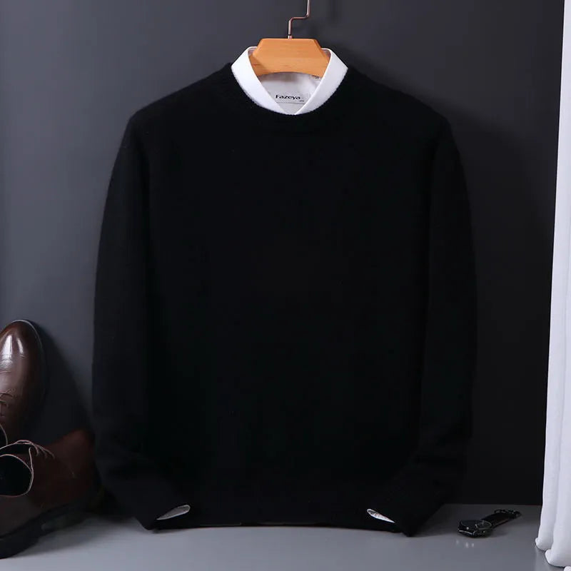 Pull Homme Rouge Col Rond en Laine Chaude