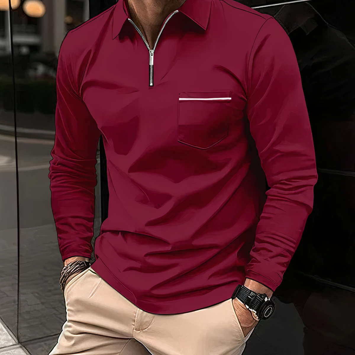 Chemise Noire Élégante à Fermeture Éclair