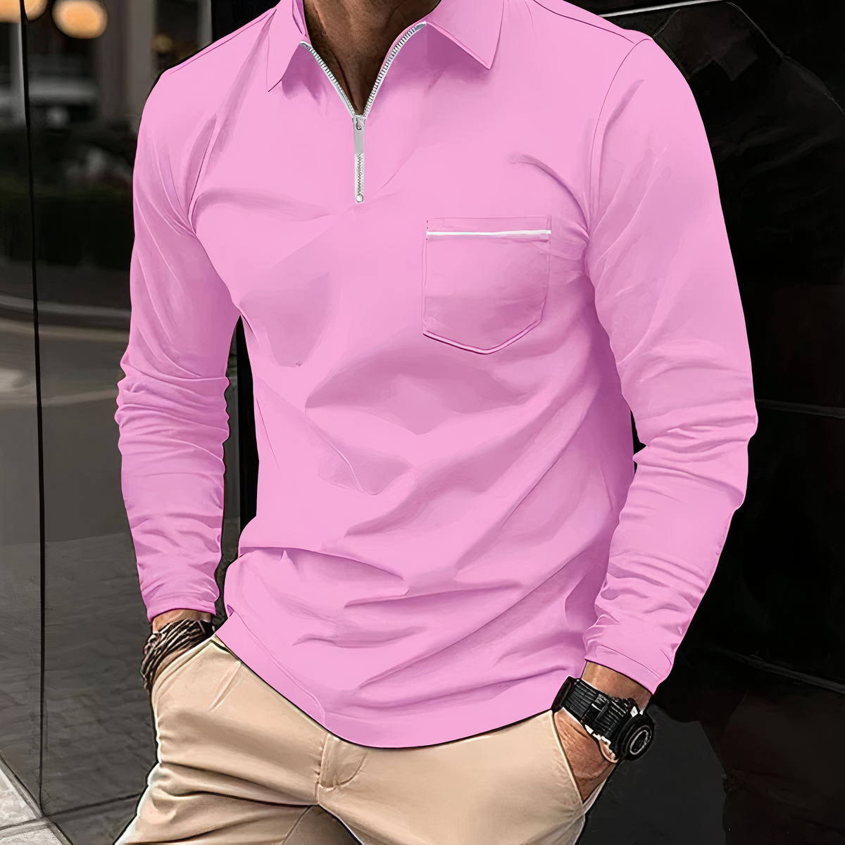 Chemise Noire Élégante à Fermeture Éclair