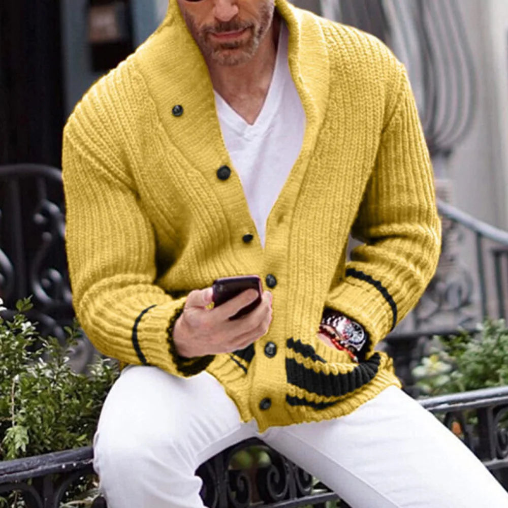 Cardigan Homme Jaune Douillet à Fermeture Éclair - LuxeStyle