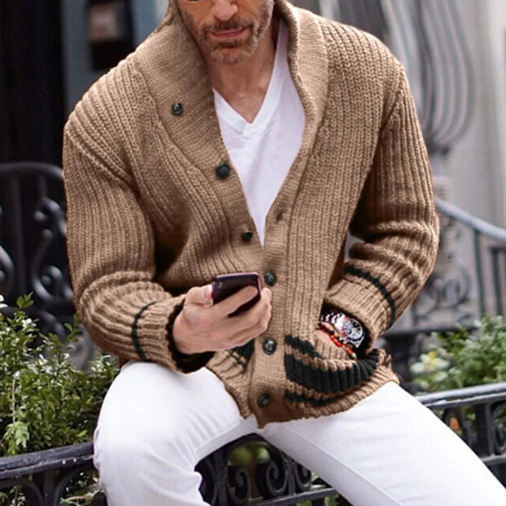 Cardigan Homme Jaune Douillet à Fermeture Éclair