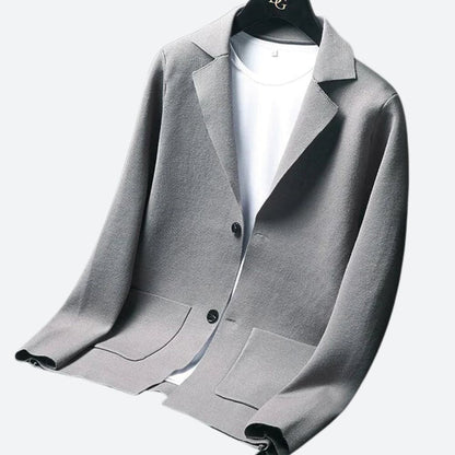 Blazer Élégant Revers Texturé Boutons Dorés