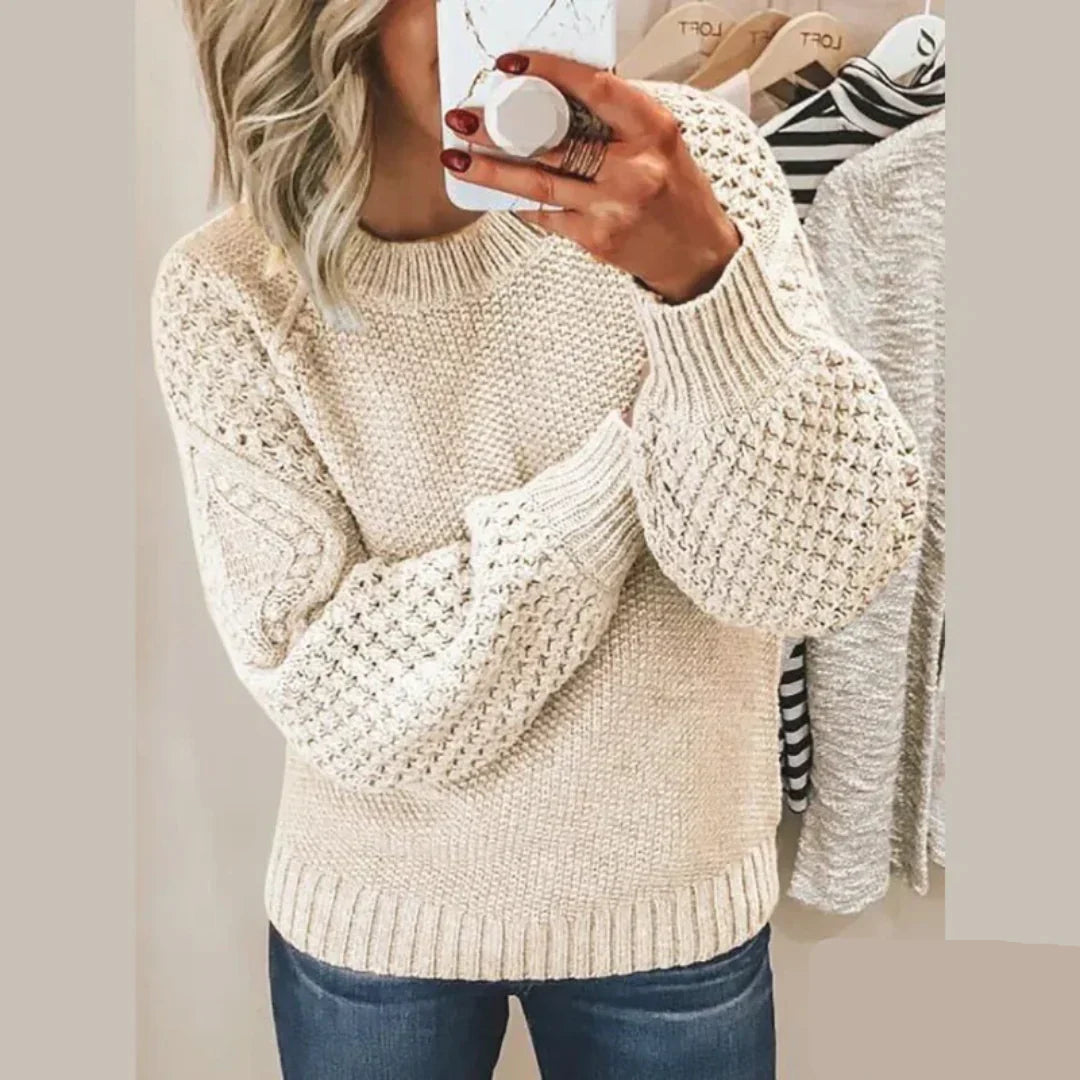 Pull Femme Élégant en Laine Chaude à Manches Longues