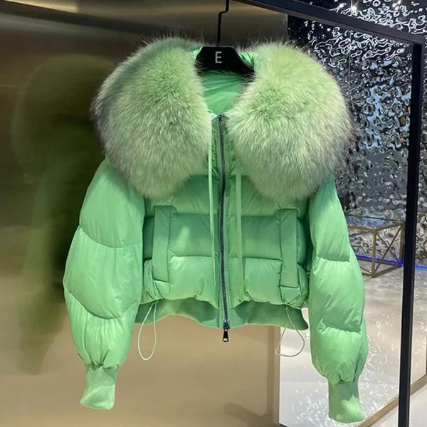 Parka Hiver Femme au Col en Fourrure Synthétique avec Fermeture Éclair