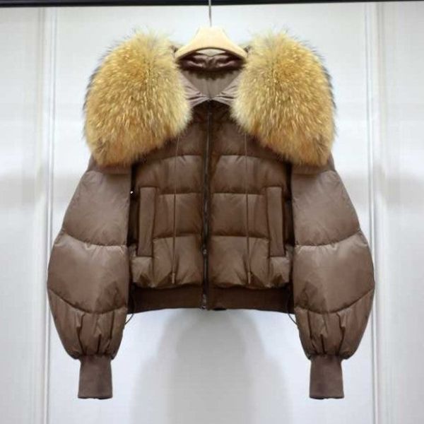 Parka Hiver Femme au Col en Fourrure Synthétique avec Fermeture Éclair