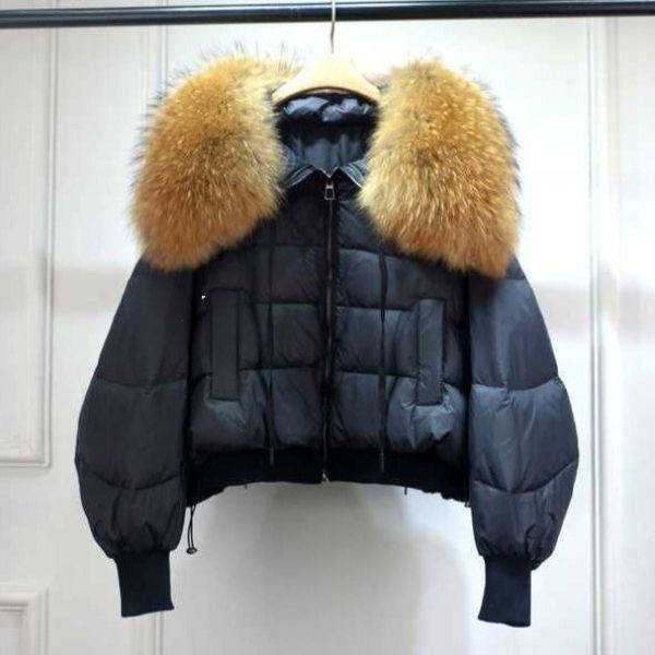 Parka Hiver Femme au Col en Fourrure Synthétique avec Fermeture Éclair