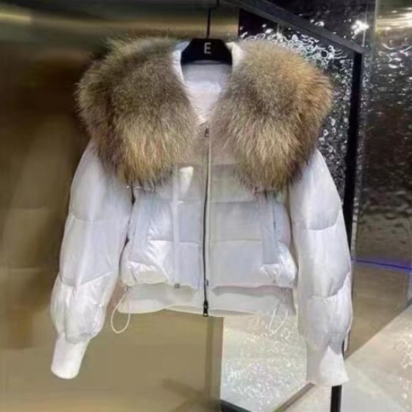 Parka Hiver Femme au Col en Fourrure Synthétique avec Fermeture Éclair