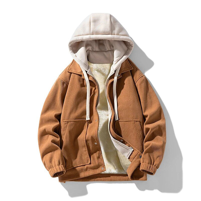 Blouson en velours texture pour hommes décontracté