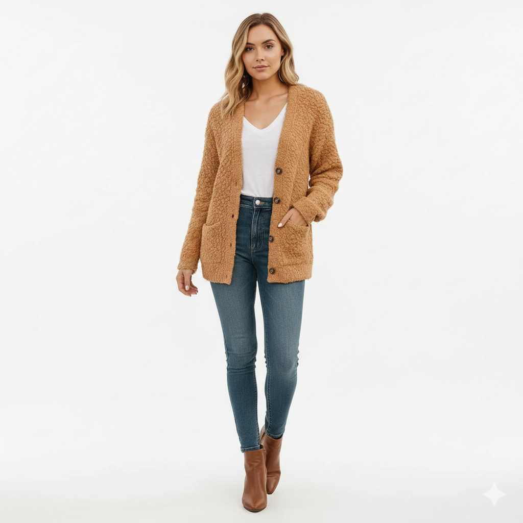 Veste Plush Féminine – Gilet Douillet Confort avec Poches - LuxeStyle