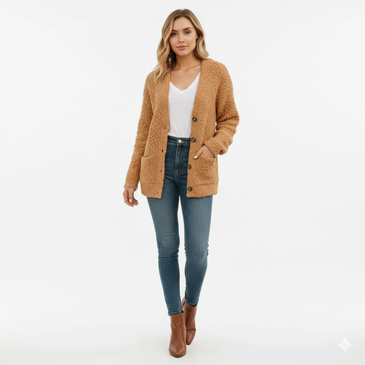Veste Plush Féminine – Gilet Douillet Confort avec Poches - LuxeStyle